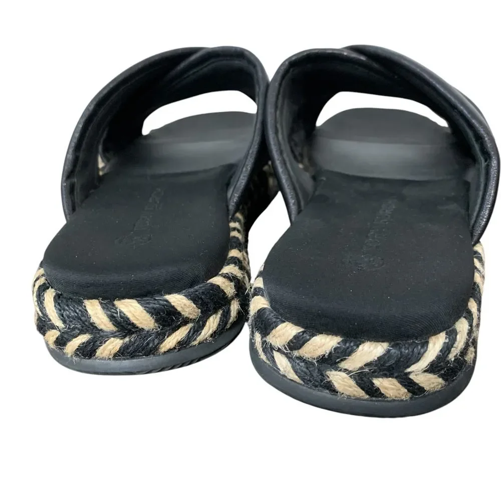 Tory Burch NWOT Cross Strap Puffy Slides Espadrille Platform Sandal Black Size 9